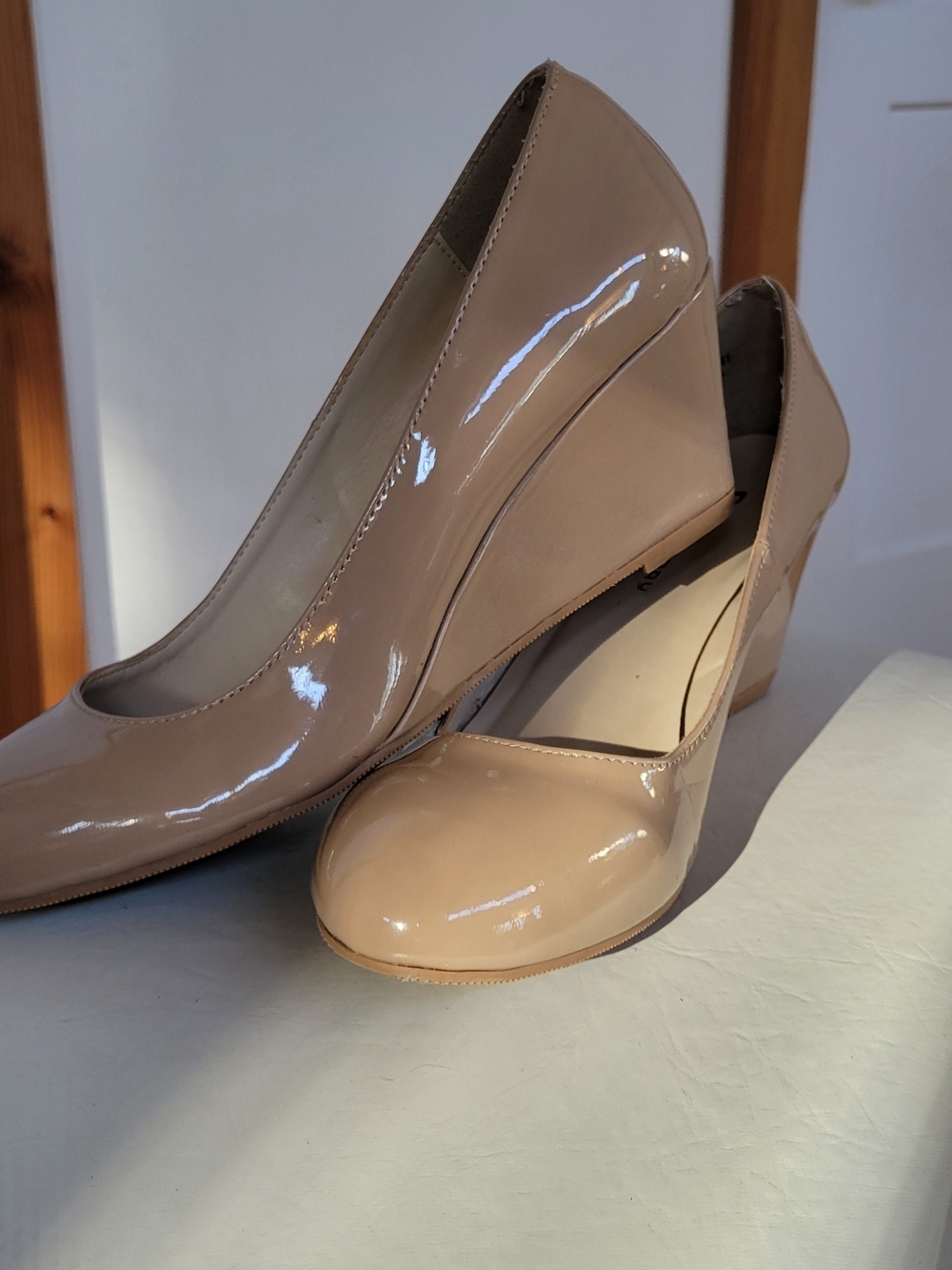 CL by Chinese Laundry- Classic Patent Wedge Pump in Nude - Picture 3 of 8
